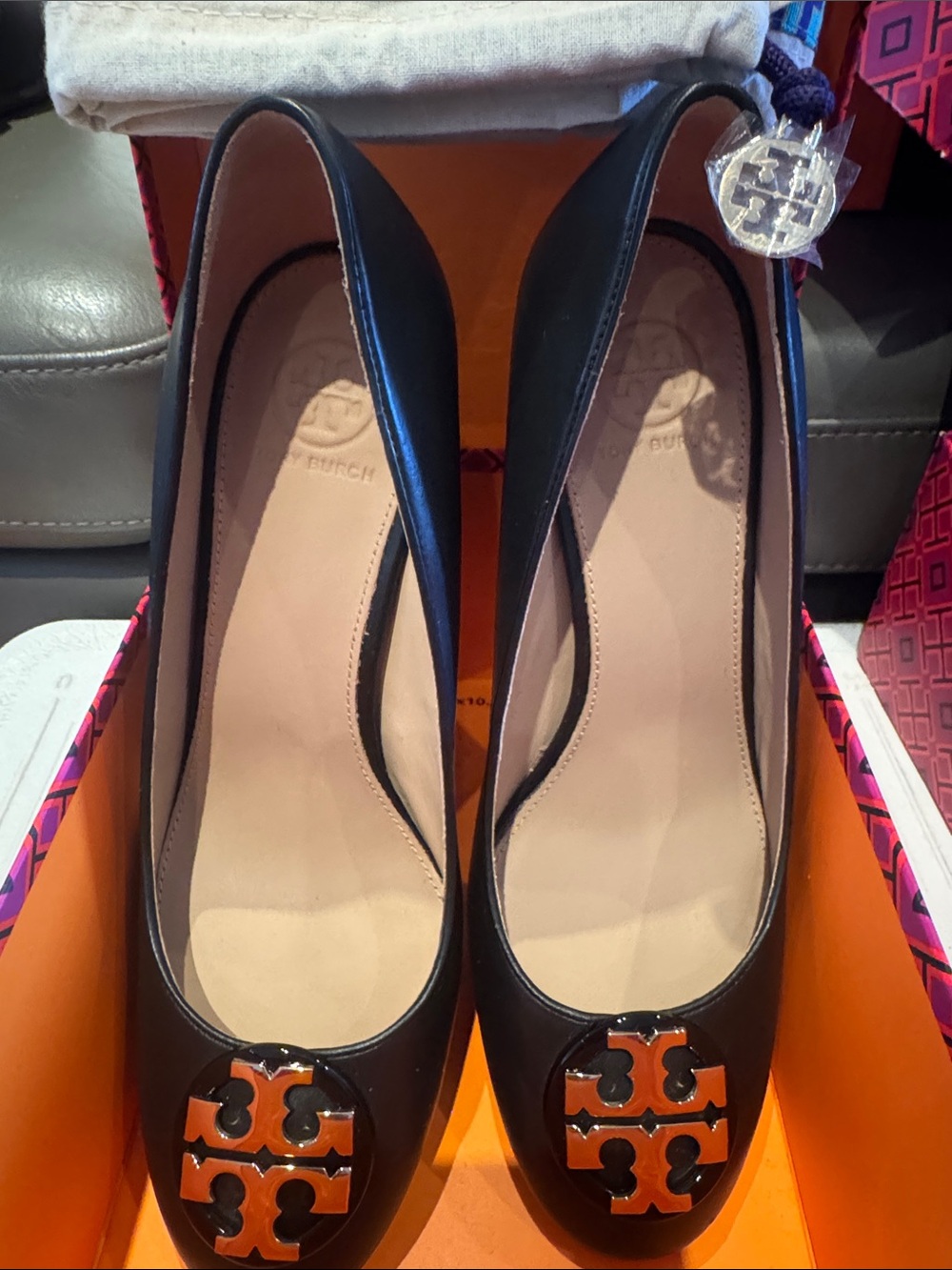 Tory Burch Janey 85mm Black Leather Pump (Size 8)